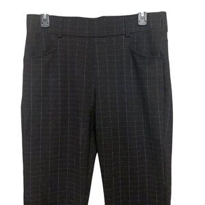 KAY UNGER Black Checkered Pull‎ On Stretch Black Dress Pant Sz L Office Siren